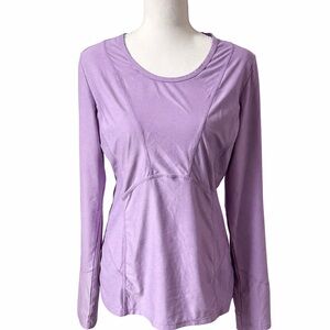Athleta Long Sleeve Athletic Top Purple Lavender Seam Detail Size Medium